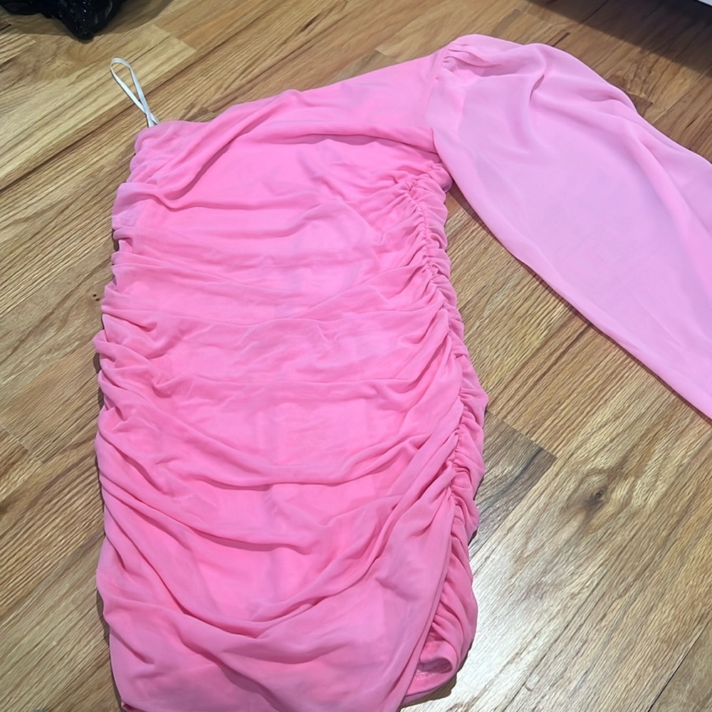 Pink hello molly one shoulder dress